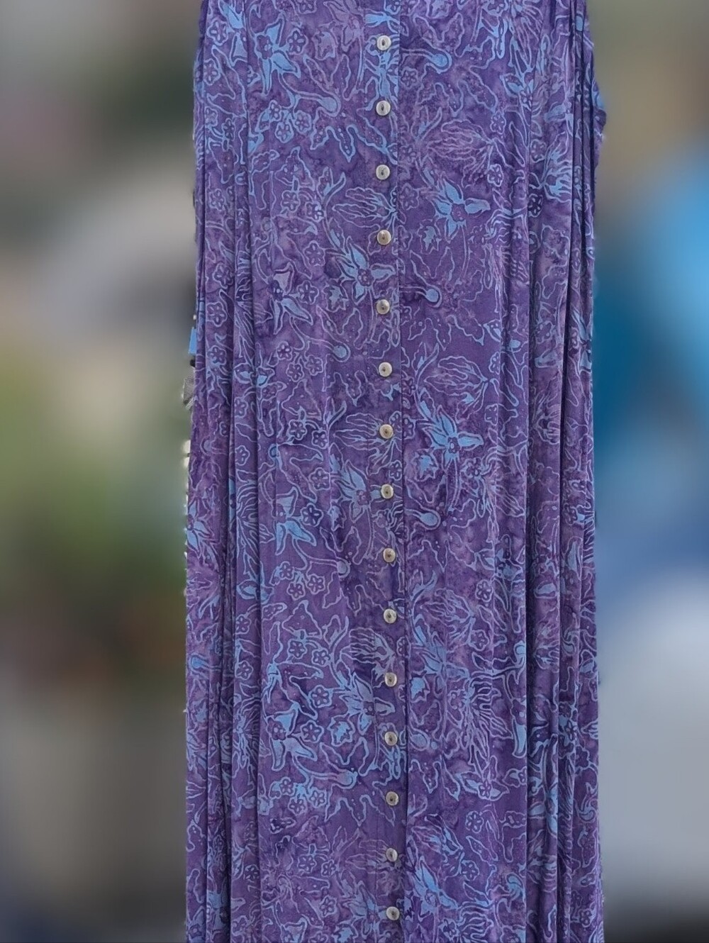 Beautiful Indonesian Batik Summer Midi Dress--Purple & Blue